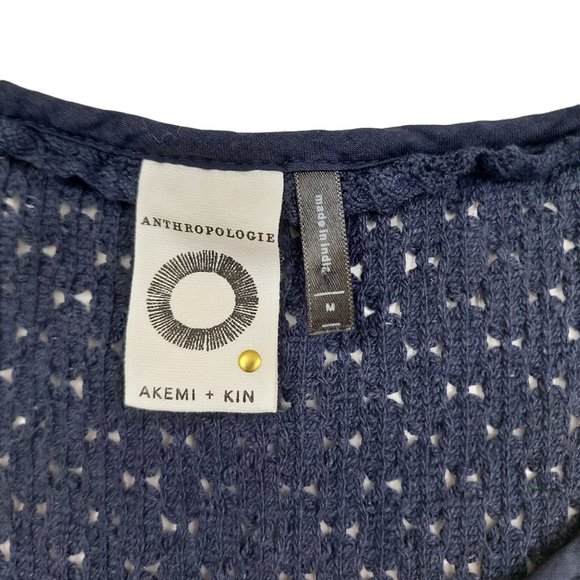 Anthropologie Akemi + Kin Womens Top M Sleeveless Tassels String Embroidery Blue - Picture 8 of 9